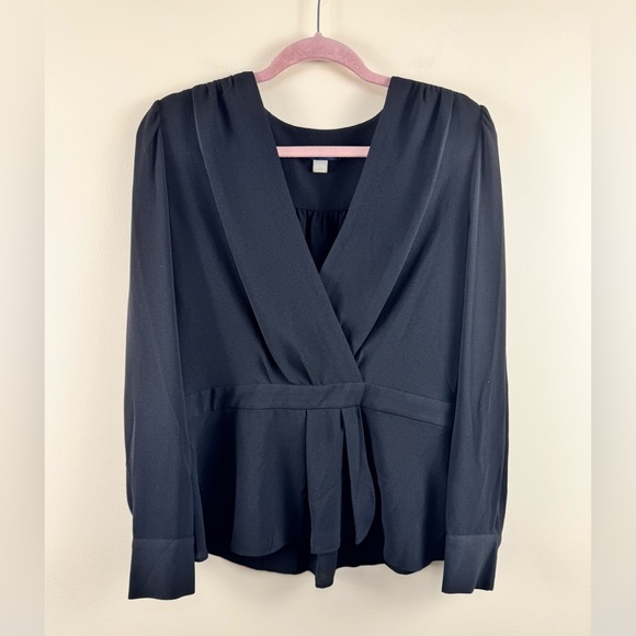 Tommy Hilfiger Tops - Tommy Hilfiger Black Faux Wrap Blouse